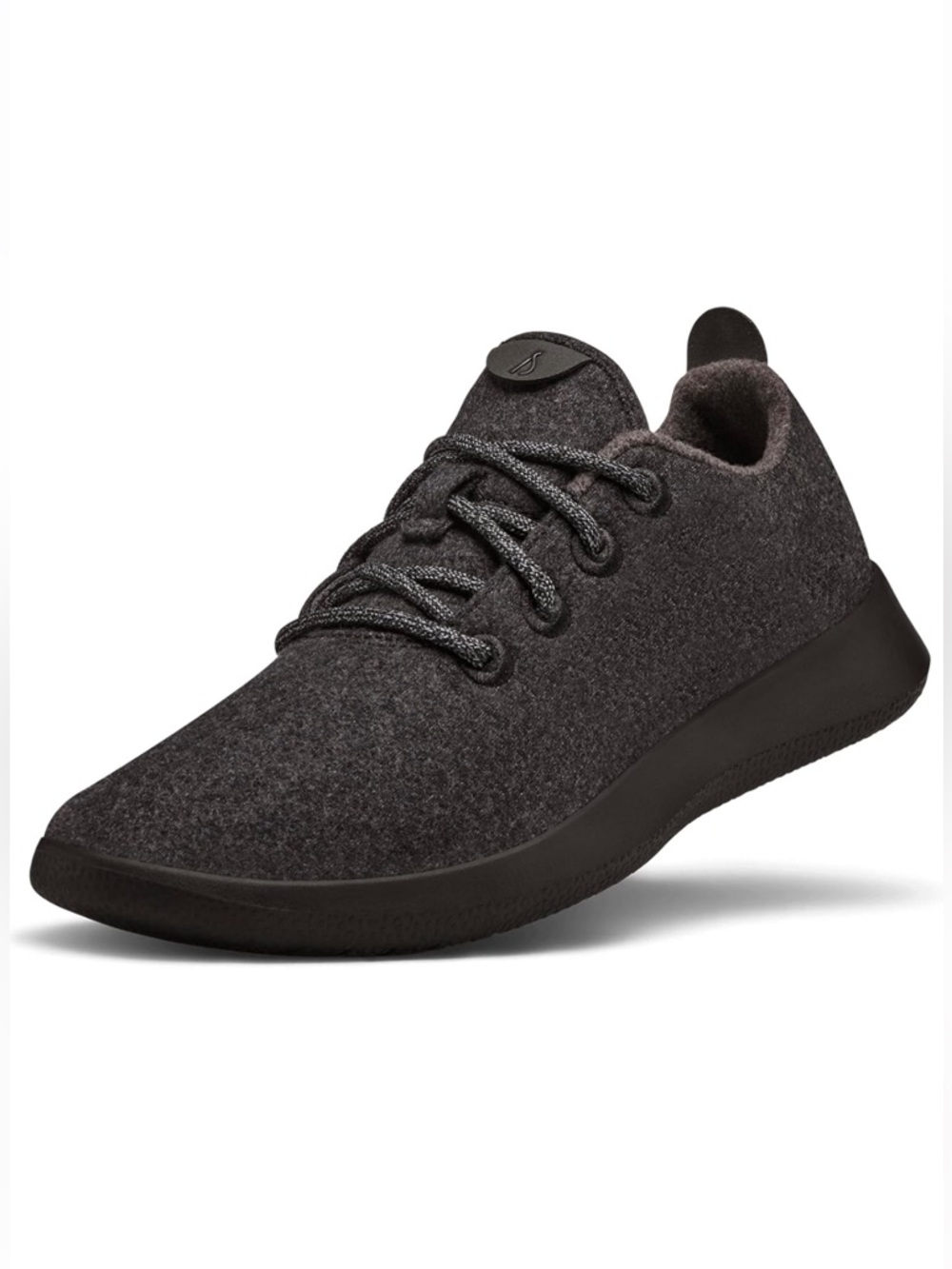 Allbirds Men’s Wool Runner, Everyday Sneakers  Natural Black w Black Sole Size 8